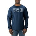 thumbnail image 1 of Cheerleading Eat Sleep Cheer Girl Sports Mens Long Sleeve Shirt, Vintage Heather Navy, 3XL, 1 of 3
