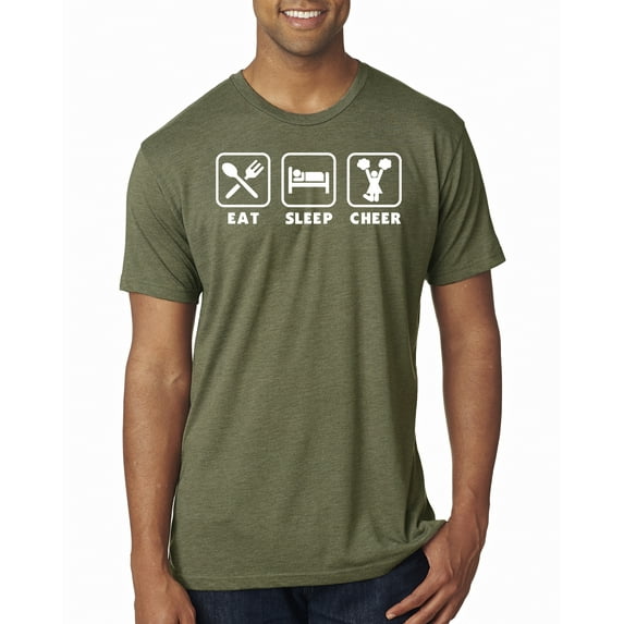 Cheerleading Eat Sleep Cheer Girl Sports Mens Premium Tri Blend T-Shirt, Military Green, 2XL