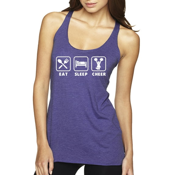 Cheerleading Eat Sleep Cheer Girl Sports Tri-Blend Racerback Tank Top, Purple Rush, Medium