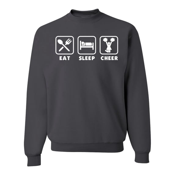 Cheerleading Eat Sleep Cheer Girl Sports Unisex Crewneck Graphic Sweatshirt, Charcoal, Medium