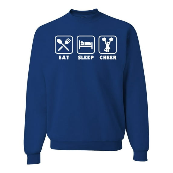 Cheerleading Eat Sleep Cheer Girl Sports Unisex Crewneck Graphic Sweatshirt, Royal, Medium