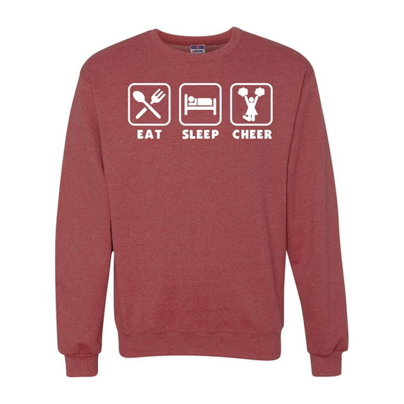 Cheerleading Eat Sleep Cheer Girl Sports Unisex Crewneck Graphic Sweatshirt, Vintage Heather Red, Small