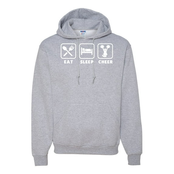 Cheerleading Eat Sleep Cheer Girl Sports Unisex Graphic Hoodie Sweatshirt, Heather Grey, Large