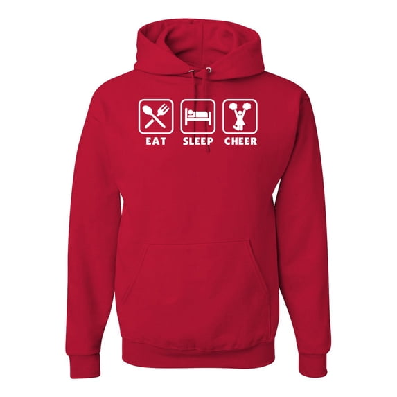 Cheerleading Eat Sleep Cheer Girl Sports Unisex Graphic Hoodie Sweatshirt, Red, 2XL