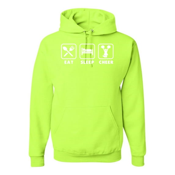 Cheerleading Eat Sleep Cheer Girl Sports Unisex Graphic Hoodie Sweatshirt, Safety Green, X-Large