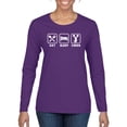 thumbnail image 1 of Cheerleading Eat Sleep Cheer Girl Sports Womens Graphic Long Sleeve T-Shirt, Purple, Small, 1 of 3