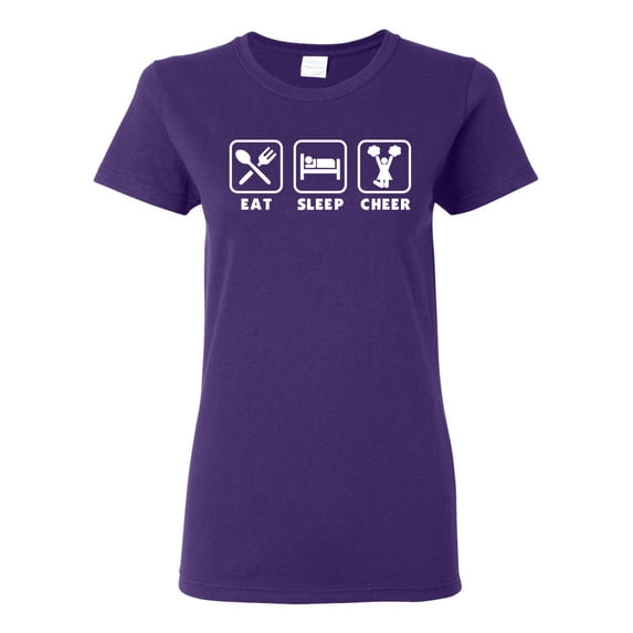 Cheerleading Eat Sleep Cheer Girl Sports Womens Graphic T-Shirt, Purple, X-Large