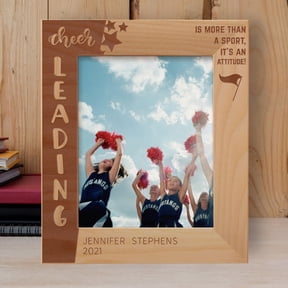 Cheerleading Is More Than A Sport, It's An Attitude Personalized Wooden Frame 8" x 10" Brown (Vertical)