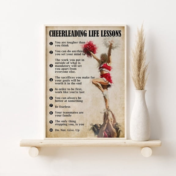 Cheerleading Life Lessons Print, Cheerleading Wall Hanging, Cheer Friend , Cheer Team Print, Cheerleading Typography, Cheer Squad Home Decor #3001, 24x36 UNFRAMED