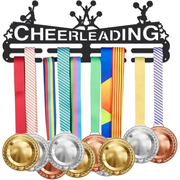 Cheerleading Medal Hanger Display Sports Cheerleader Medal Holder Iron Competition Medals Display Rack for DIY 40+ Medals Ribbon Decorative Hooks Race Metal Medal Hanger for DIY Running Basketball