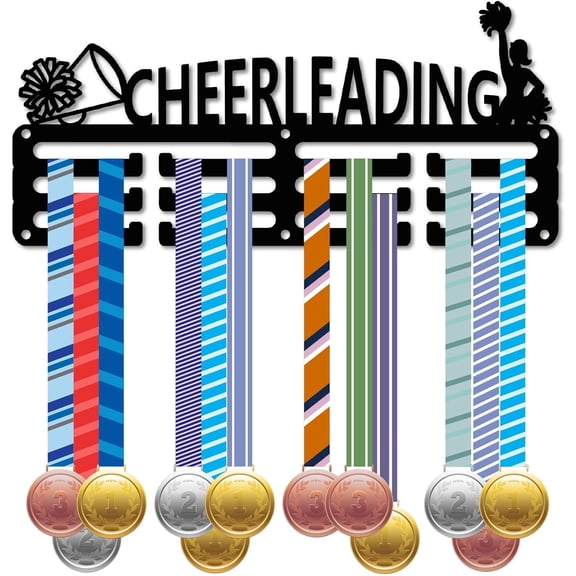 Cheerleading Medal Holder Cheerleader Medal Hanger Display Sports Competition Lanyard Ribbon Holder Frame Rack Awards Wall Mount Hanging for DIY