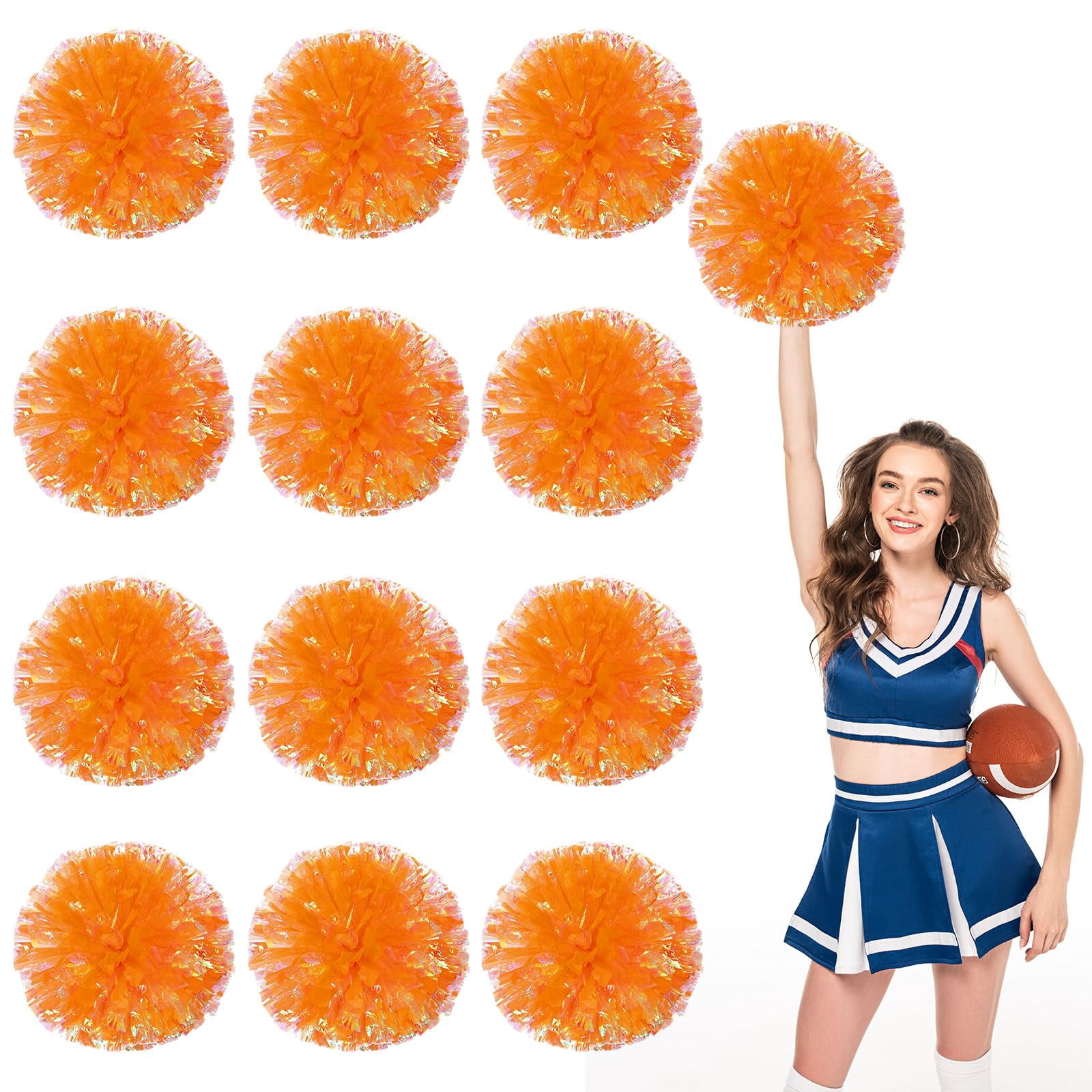 Cheerleading Pom Poms 14 Pcs, with Four Finger Handle Cheerleading Handheld Squad Pompoms for Sports Team Cheer Spirit Games Dance Party Adults