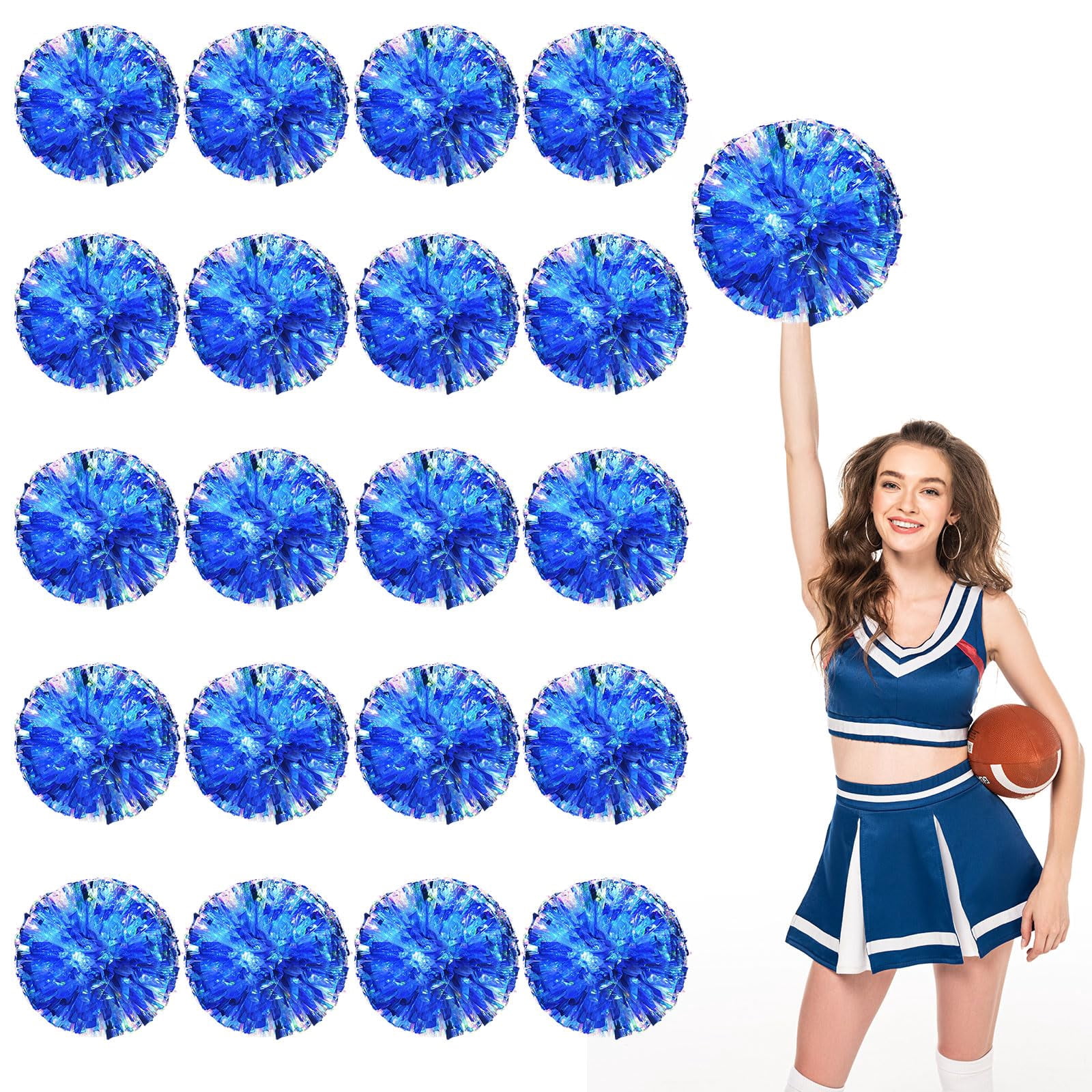 Cheerleading Pom Poms 20 Pcs with Finger Holes, Cheer Pom Poms for Dance and Sports Events, Cheerleading Poms for Team Spirit and Festivals, Matches