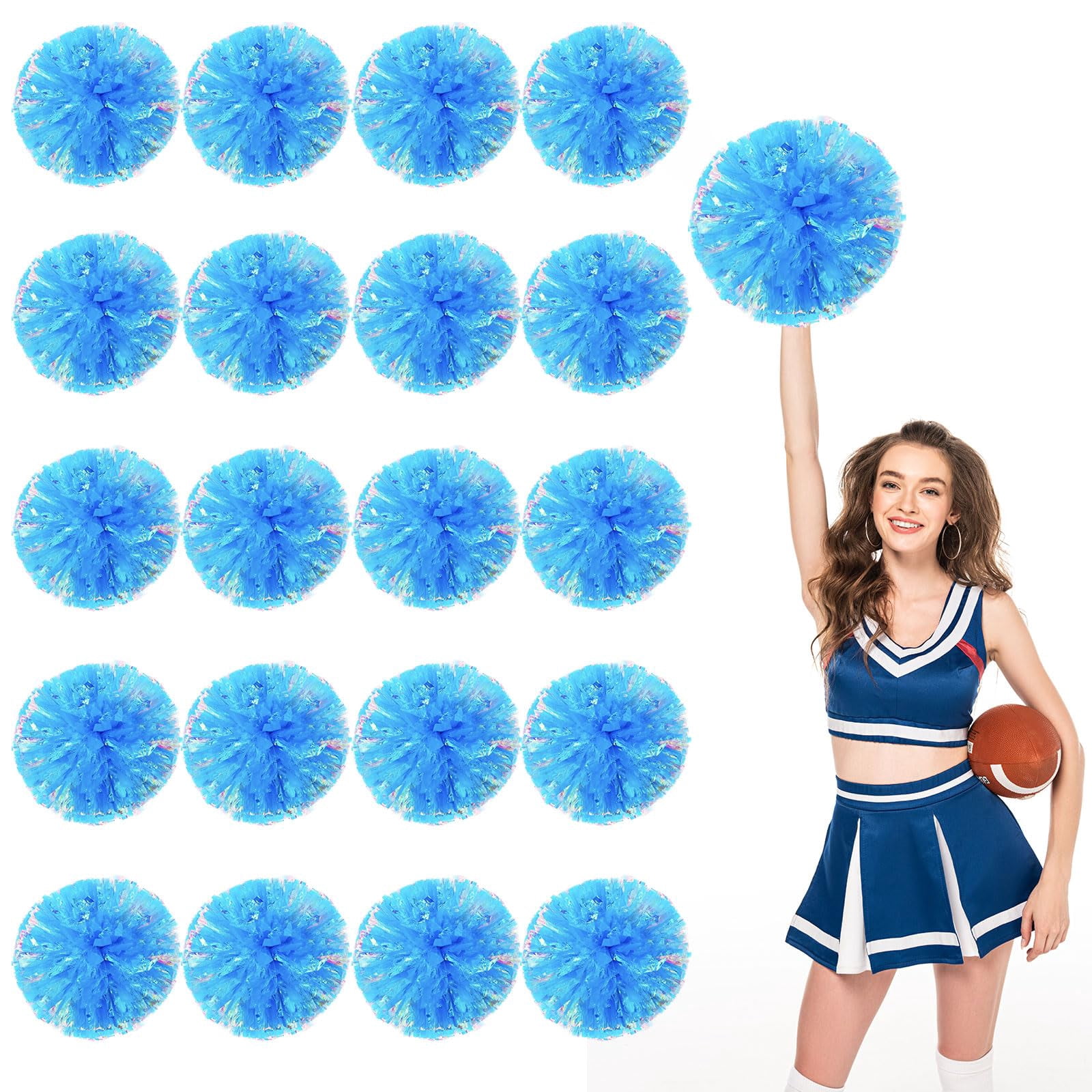 Cheerleading Pom Poms 20 Pcs, with Four Finger Handle Cheerleading Handheld Squad Pompoms for Sports Team Cheer Spirit Games Dance Party Adults