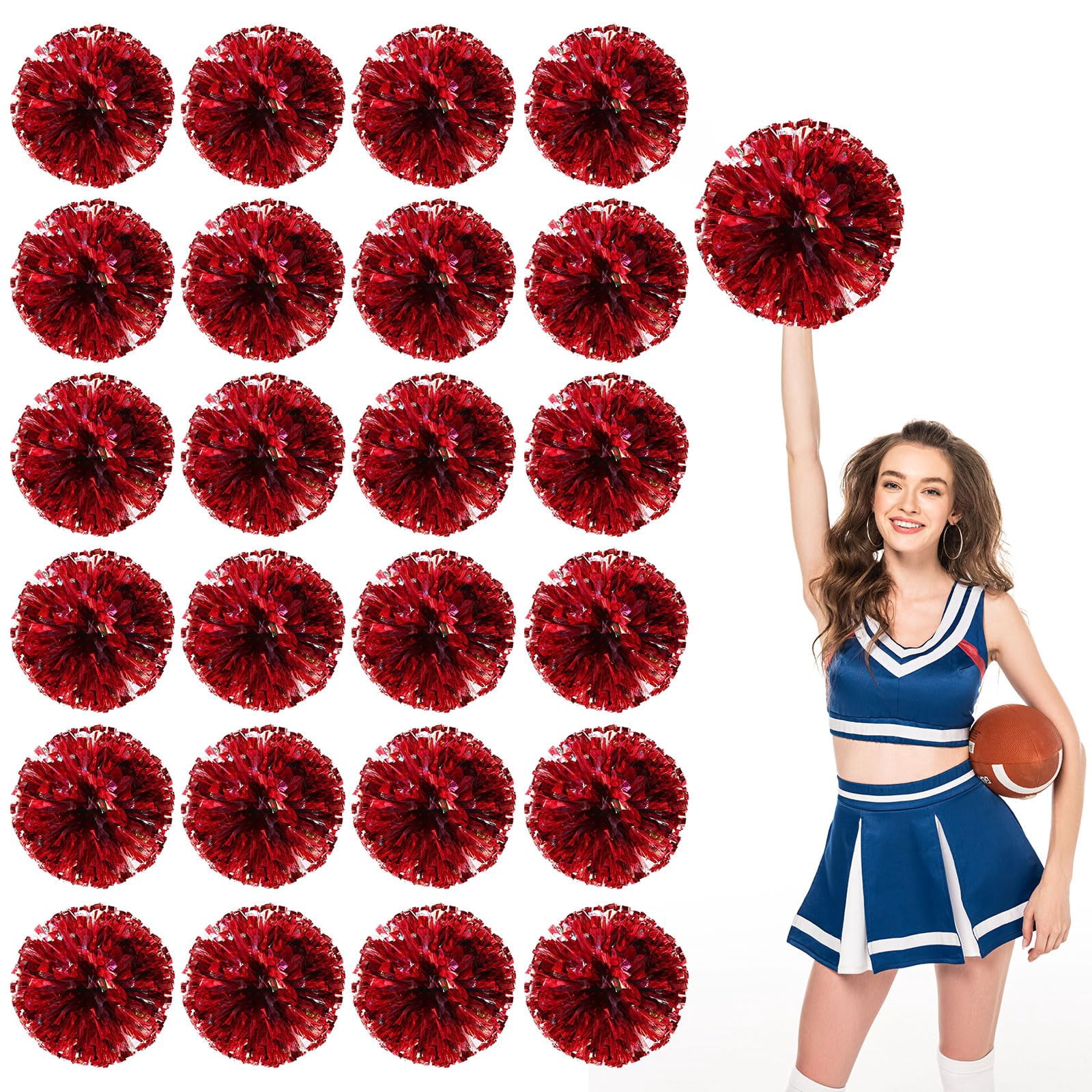 Cheerleading Pom Poms 22 Pcs with Finger Holes, Cheer Pom Poms for Dance and Sports Events, Cheerleading Poms for Team Spirit and Festivals, Matches
