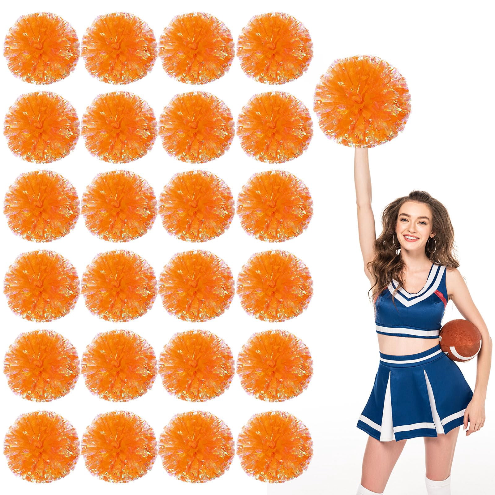 Cheerleading Pom Poms 22 Pcs, with Four Finger Handle Cheerleading Handheld Squad Pompoms for Sports Team Cheer Spirit Games Dance Party Adults