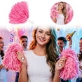 thumbnail image 1 of Cheerleading Pom Poms with Handle, Metallic Foil Cheer Pom Poms for Team Spirit, Sports Games, Dance, Football, Basketball, Party & Stage Performance, 9.8", Pink, 1 of 8