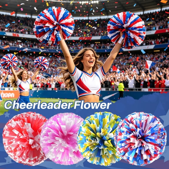 Cheerleading Pom Poms Set Dance Cheer Hand Flowers for Football Game Rally Pep Rally Spirit Club Competition Accessory