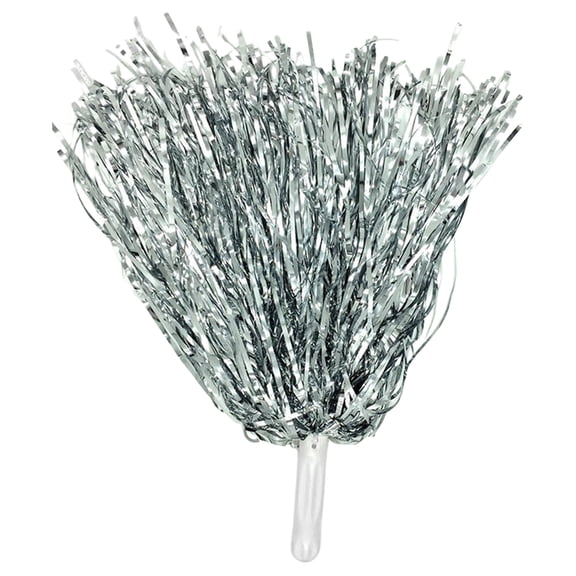 Cheerleading Pom Poms for Sports Events and Dance Performances, Handheld Plastic Cheer Sticks for Game Day and Pep Rally, Spirit Pom for Crowd and Team, Silver