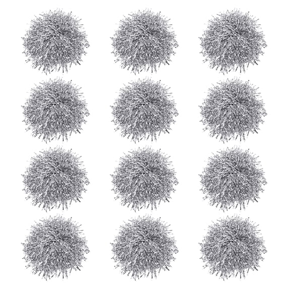 Cheerleading Pom Poms with Handle Metallic Foil Cheering Hand Flower, Silver 12 Pack