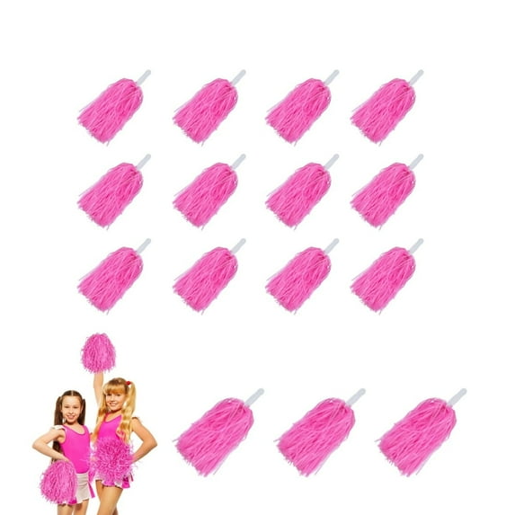 Cheerleading PomPoms,QZS Reusable Pink Plastic PomPoms for Basketball Celebration,15Pack Dancing Accessories for Football Pep Rally