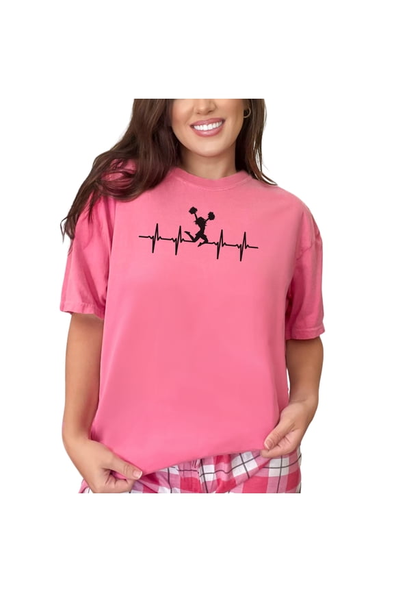 Cheerleading Pulse Heartbeat Cheer Spirit, Crunchberry Comfort Colors T-Shirt, Small