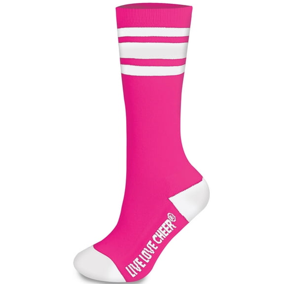 Cheerleading Striped Knee-High Socks Bright Pink Adult