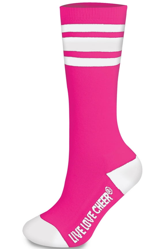 Cheerleading Striped Knee-High Socks Bright Pink Adult