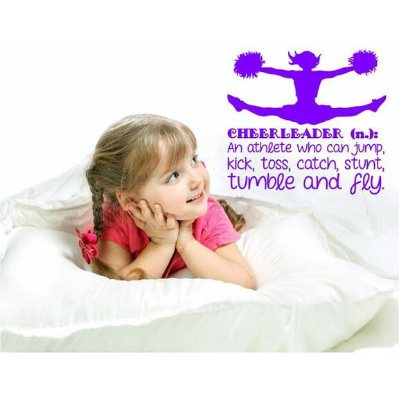 Cheerleading Wall Decal | Cheerleader Wall Decal: Jump, Kick, Toss, Catch, Stunt, Tumble.. | Large Cheerleader Girl's Bedroom Sticker | 20"x20"