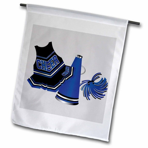3dRose, Cheerleading in Blue and Black, 12 x 18 inch Garden Flag