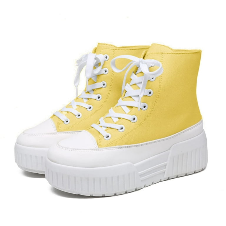 スニーカー OTZ SHOES Peacemore platform sneakers Cheermore Platform Sneakers for Women Yellow and White High