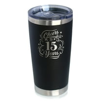 Bevvee Insulated Travel Tumbler 20 oz Cheers 15 Years Gifts for Work Anniversary Tumblers