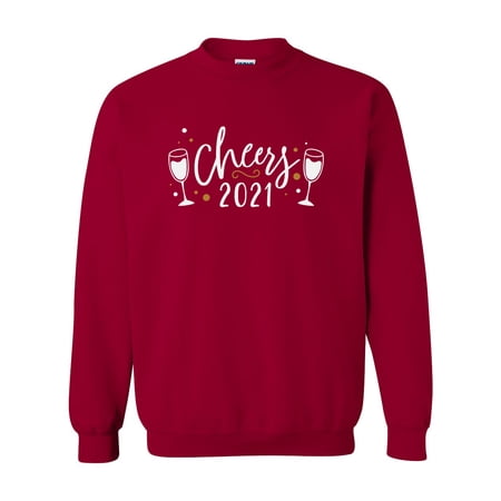 Cheers 2021 Champagne Glass Unisex Adult Crewneck Sweatshirt-Cardinal Red-xl