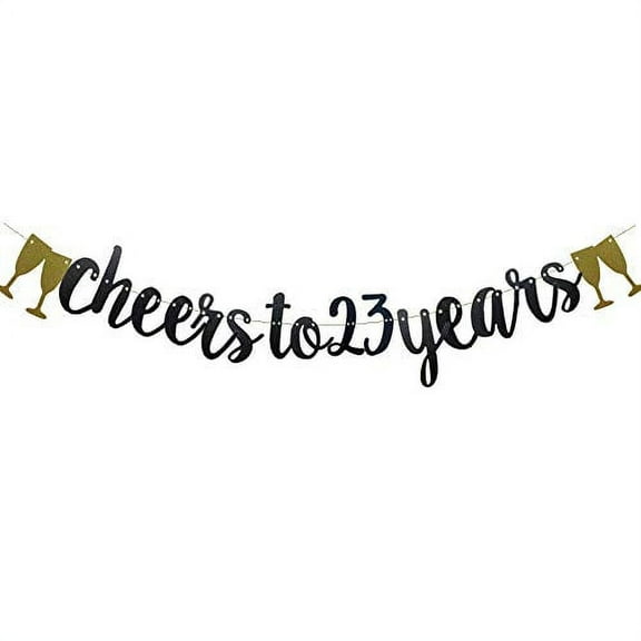 Cheers to 23 Years Banner Black Paper Glitter Party Decorations for 23RD Wedding Anniversary 23 Years Old 23RD Birthday Party Supplies Letters Black ZHAOFEIHN