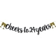 thumbnail image 1 of Cheers To 24 Years Banner,Pre-Strung, Black Paper Glitter Party Decorations For 24TH Wedding Anniversary 24 Years Old 24TH Birthday Party Supplies Letters Black, 1 of 5