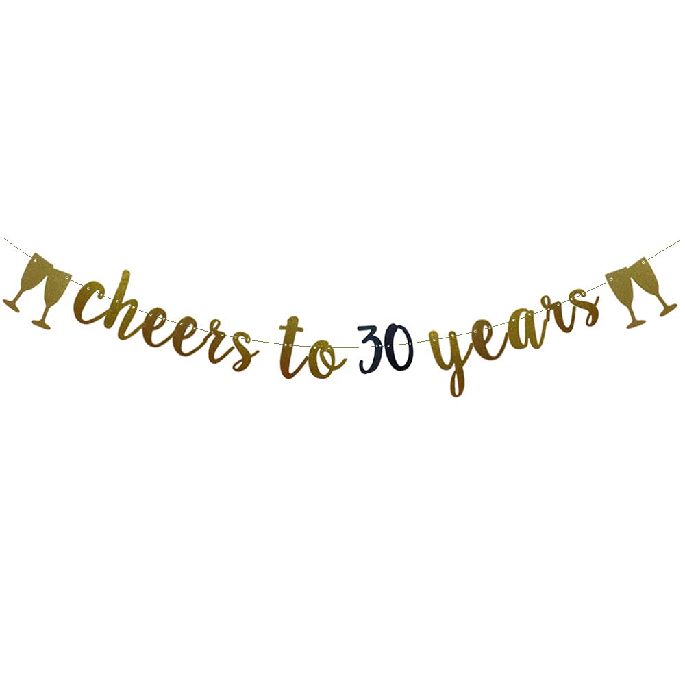 Cheers To 30 Years Party Banner – Schwarz-goldenes Hintergrundbanner 1.9x1.1 M Für 30. Geburtstag Oder Jubiläum