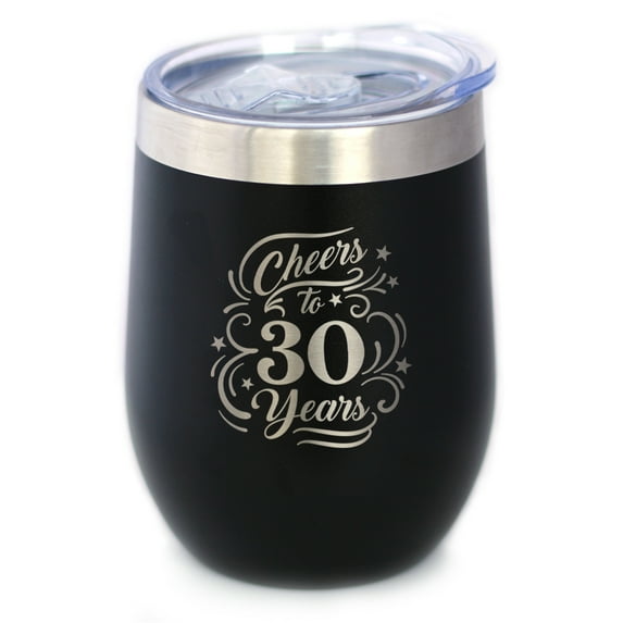 Bevvee Insulated Wine Tumbler 12 oz Cheers 30 Years 30th Birthday Gifts Tumblers
