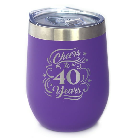 Bevvee Insulated Wine Tumbler 12 oz Cheers 40 Years 40th Birthday Gifts Tumblers
