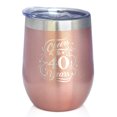 thumbnail image 1 of Cheers 40 Years - Insulated Wine Tumbler with Sliding Lid - 40th Anniversary Gifts - Rose Gold 12oz, 1 of 3