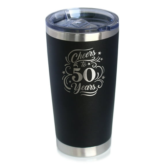 Bevvee Insulated Travel Tumbler 20 oz Cheers 50 Years 50th Birthday Gifts Tumblers