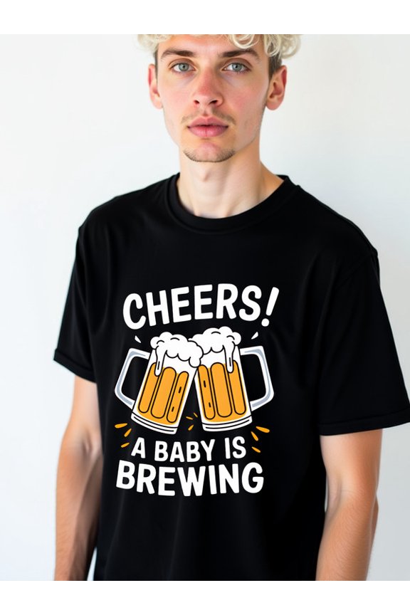 Cheers! Baby Brewing for men graphic t shirts black elegant limited edition Spring and summer outdoor loungewear Original Unisex Shirt Cotton tshirts