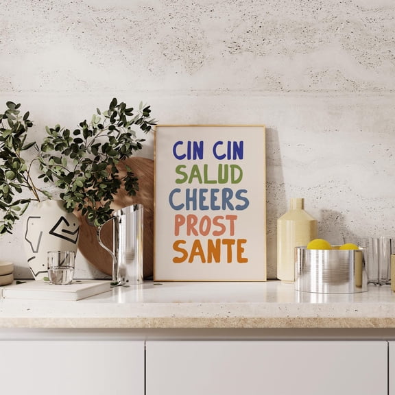 Cheers Bar Cart Poster, Trendy Home Bar Decor, 12x18 UNFRAMED