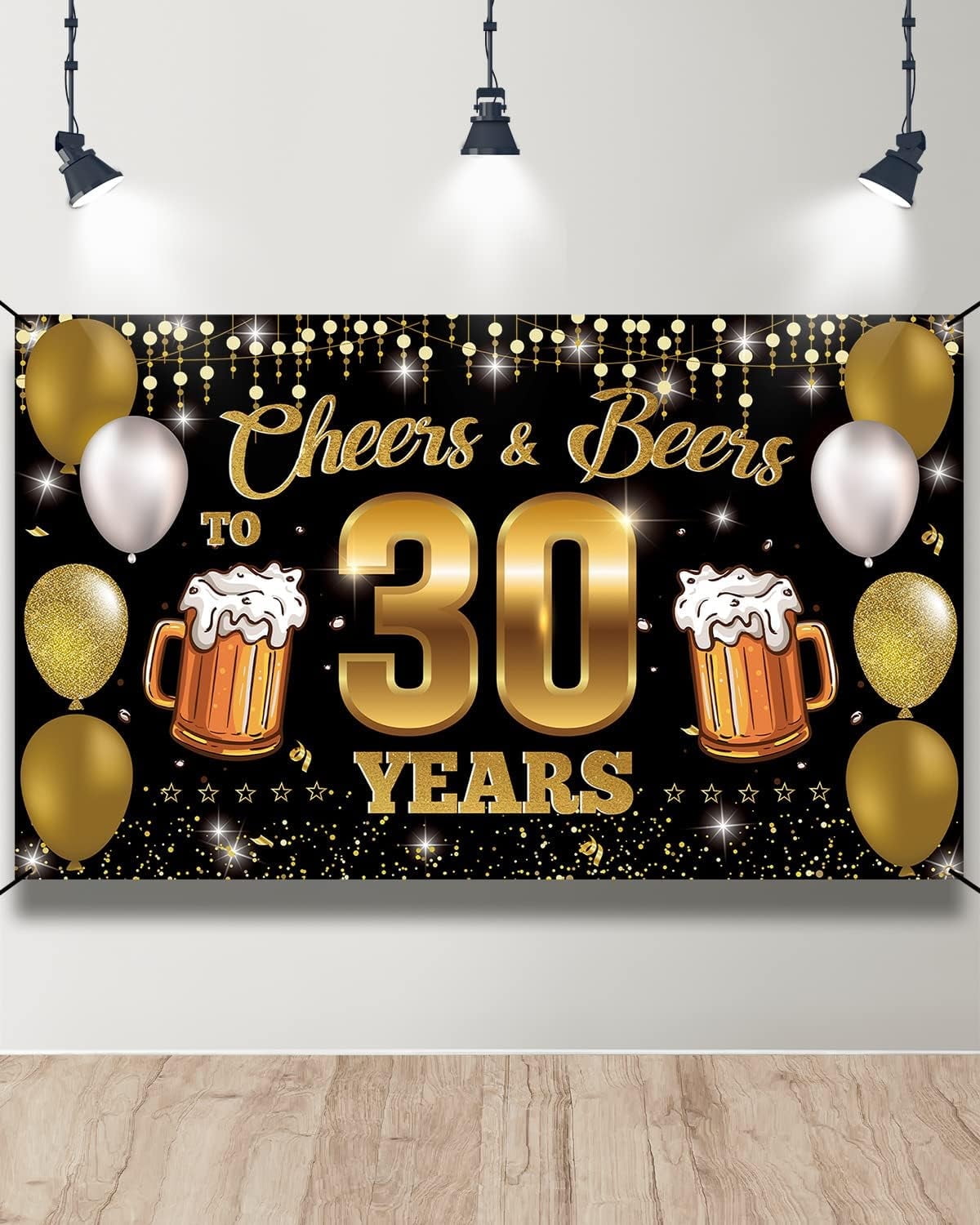 RoadSea 'So Long & Goodnight' Banner – 30. Geburtstag Dekoration, Schwarzer Glitzer, Ca. 2 M Lang, Zum Zusammenstecken