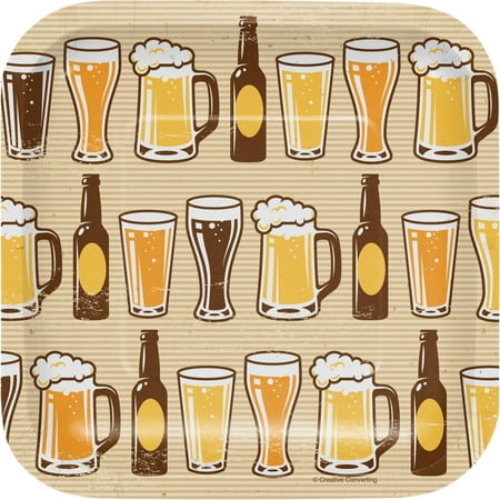 Cheers & Beers Round Paper Dessert Plates 8 Count for 8 Guests