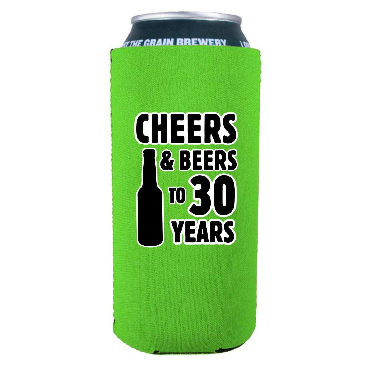 Cheers & Beers to 30 Years 16 oz. Can Coolie (Bright Green, 6 Pack)
