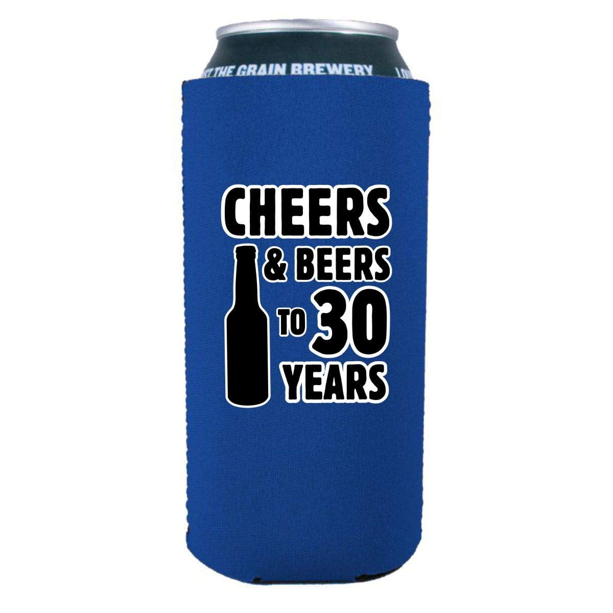 Cheers & Beers to 30 Years 16 oz. Can Coolie (Royal, 2 Pack)