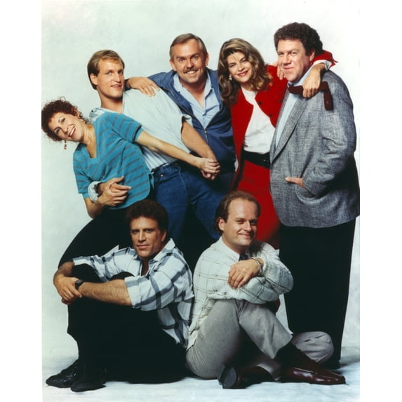 Cheers Cast Posed Together with Two Men sitting and Five People standing Photo Print (24 x 30)