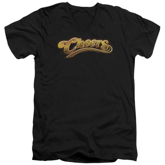 Cheers Cheers Logo Adult V-Neck T-Shirt Black