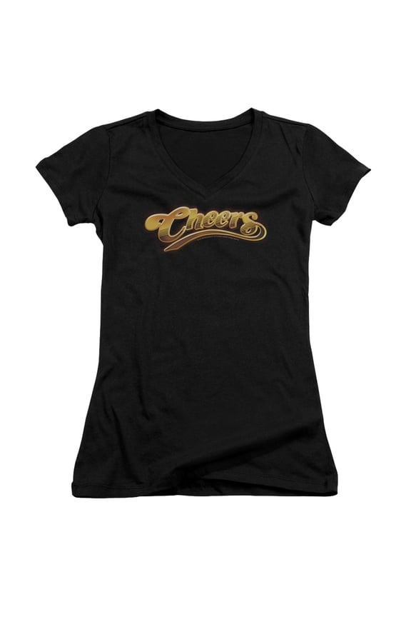Cheers Cheers Logo Junior Women's V-Neck T-Shirt Black