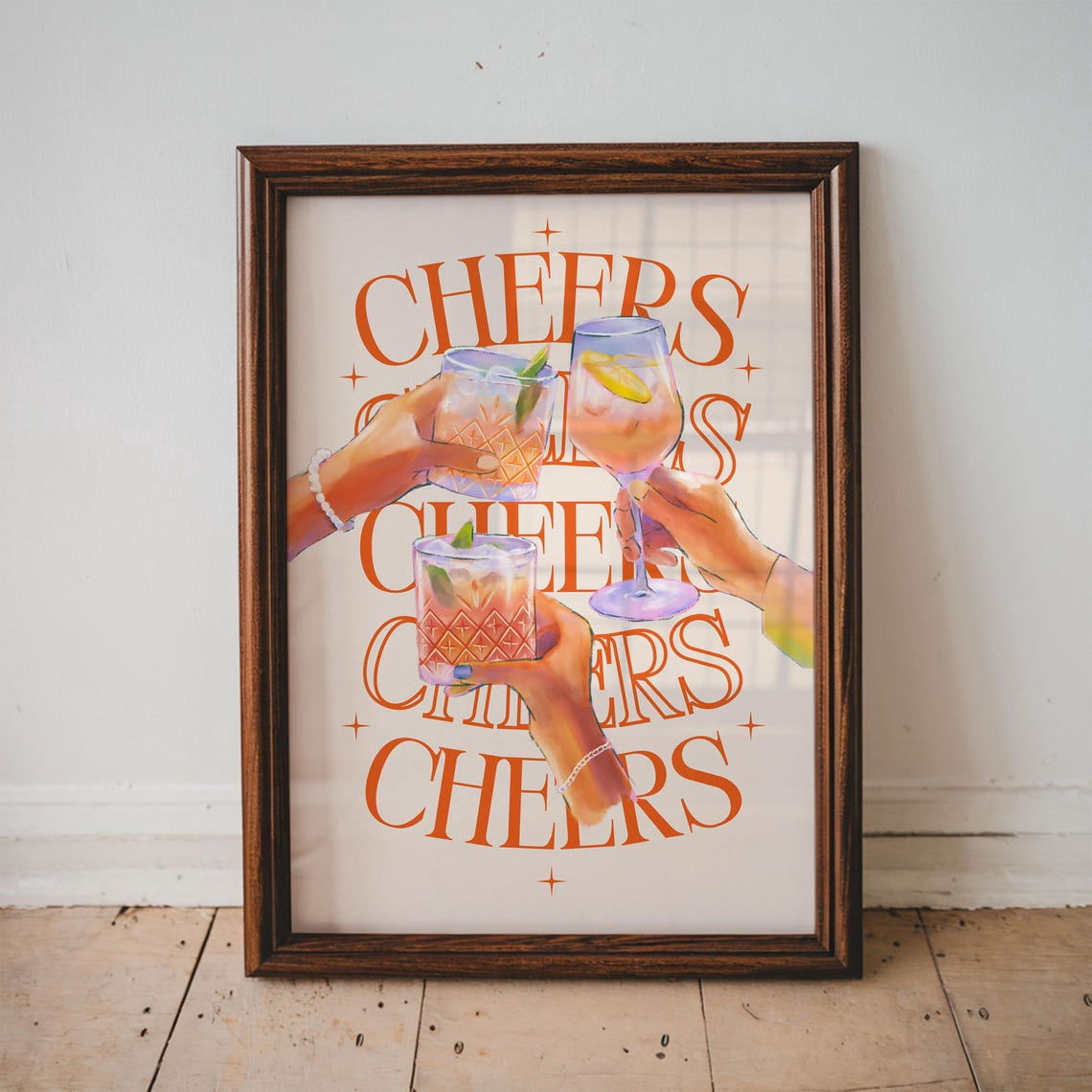 Cheers! Cocktail Art Poster, Bar Cart Decor, Cocktail Poster, Kitchen ...